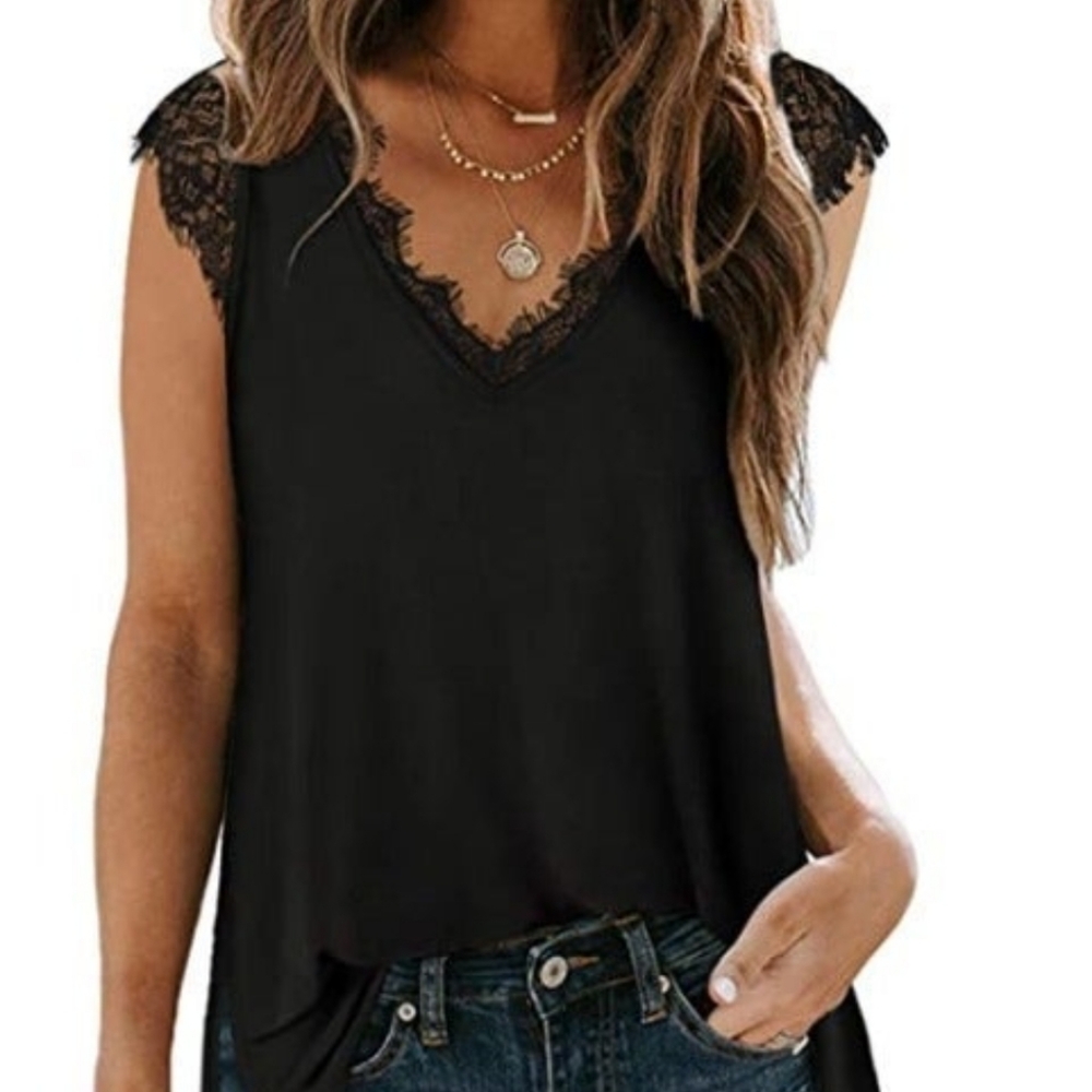 Summer Tank Tops for Women Cute Lace V Neck Tops Shirts